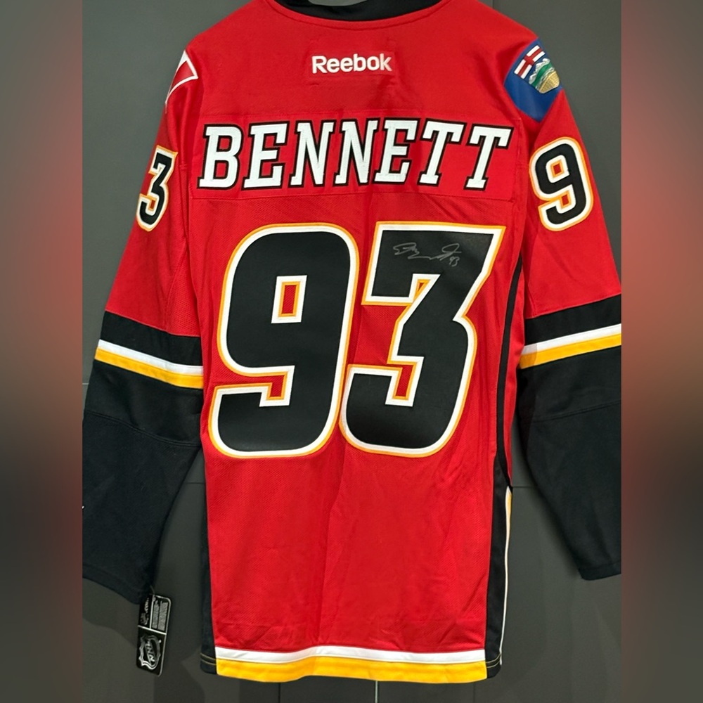 Sam Bennett Autographed Calgary Flames Black Logo Fanatics Breakaway Jersey #93